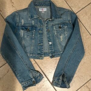 Super Stars USA Women’s Rhinestone Cross/Star Jean Jacket XS